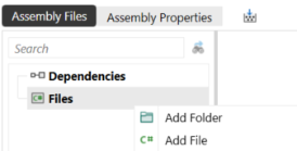 Assembly Files tab open with Files drop-down menu showing the Add File option